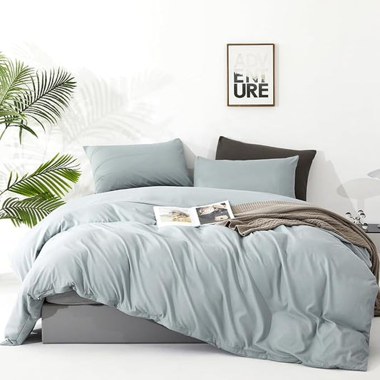 CLOTHKNOW Light Blue Full Size Comforter Sets Blue Bedding Comforter Sets Soft All Season Comforter with 2 Pillow Cases Women Men Bedding