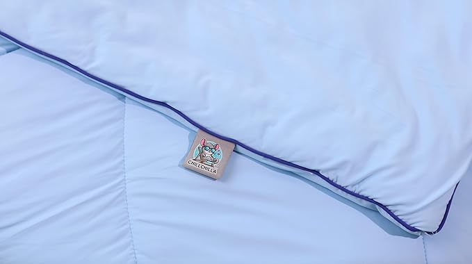 Monbix ChillChilla Cooling Comforter Queen Size-3 Pieces Cooling Blankets for Hot Sleepers and Night Sweats, Double-Sided Summer Queen Comforter Set, Breathable Lightweight Blanket Blue