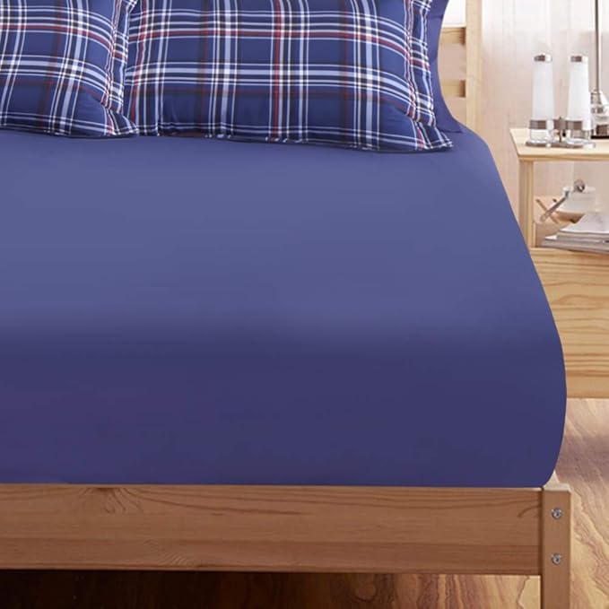 EMME Queen Comforter Set with Sheets, 7 Piece Queen Size Bedding Sets, All Season Plaid Bedspread Bed Set with 1 Comforter, 1 Flat Sheet, 2 Pillowcases and 2 Pillow Shams