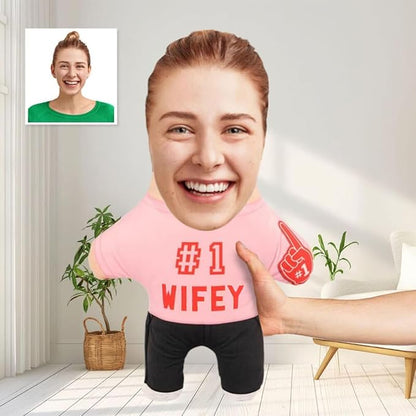 Drawelry Custom Face Photo Pillow, Personalized 3D Portrait Throw Pillow with Funny Cute Design, Birthday Valentine's Gift for Boyfriend Girlfriend Family Friends Couples (#1 Wifey)