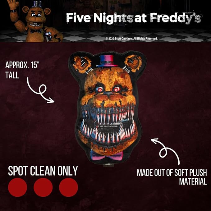 Franco Collectibles Super Soft Bedding Decorative Cushion Throw Pillow (Official Licensed Product), 15" Tall, Five Nights at Freddy's