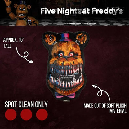 Franco Collectibles Super Soft Bedding Decorative Cushion Throw Pillow (Official Licensed Product), 15" Tall, Five Nights at Freddy's