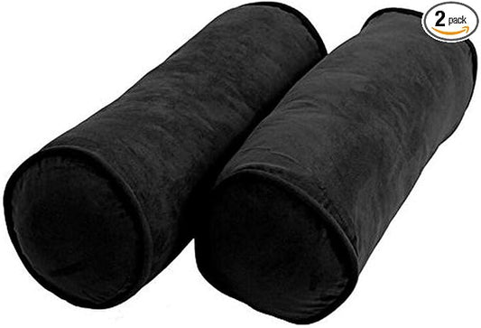 Blazing Needles Corded Microsuede Throw Pillows (Set of 2), 20" x 8", Black