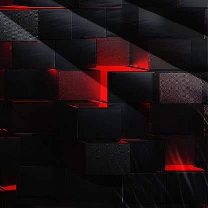 Neon Red Black Comforter Set Full Geometric Kids Bedding Set,3 PCS Geometry Honeycomb Bed Set Modern Quilt Set 1 Comforter 2 Pillow Cases Cool Room Decor All Season B-Side Black