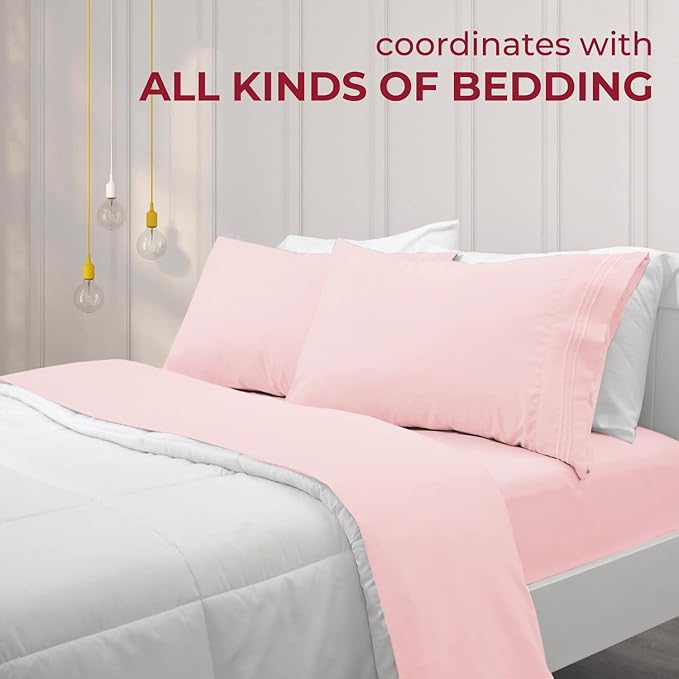 Mellanni Pillow Cases - Luxury, Extra Soft, Cooling Pillow Covers - 2 PC Iconic Collection Pillowcases - Envelope Closure (King 20" x 40", Blush Pink)