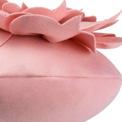 3D Flower Decorative Throw Pillow Accent Handmade Round Pillow Cushion with Insert for Home Couch Bedroom Decor 13 x 13 Inch Pink