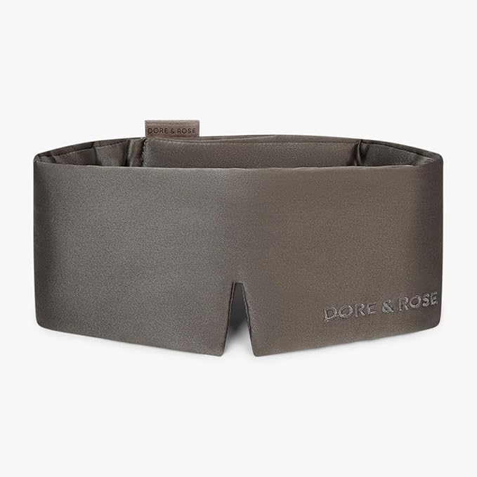 Dore & Rose Deep Sleep Mask Light Blocking, 23 Momme Mulberry Silk Eye Mask, Ultra Soft, Adjustable - Travel Sleeping Mask for Men & Women - Charcoal