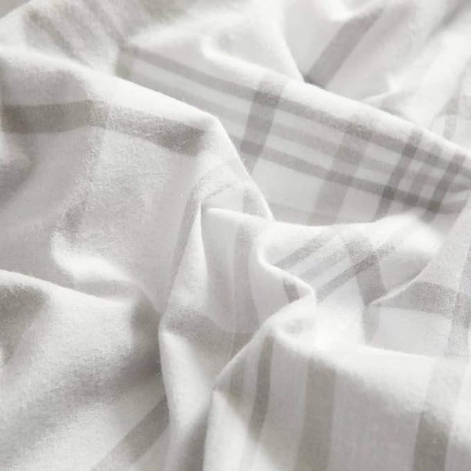 Dearfoams Super Soft 100% Cotton Comforter Set, Grey Plaid, King