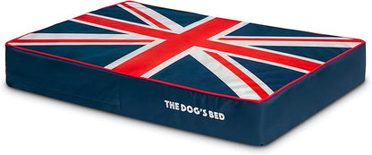 The Dog’s Bed Orthopedic Memory Foam Dog Bed Mattress, Oxford Fabric, Blue & Red Trim UK Center Flag, L, 6-Inch