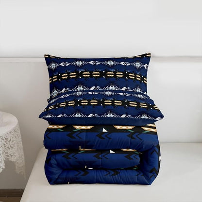 Erosebridal Southwestern Comforter Set Twin Bohemian Geometric Quilt,Ethnic Tribal Arrow Bedding Set Western Duvet Insert,Country Decor Western Room Decor for Bedroom Western Bedroom Decor Blue