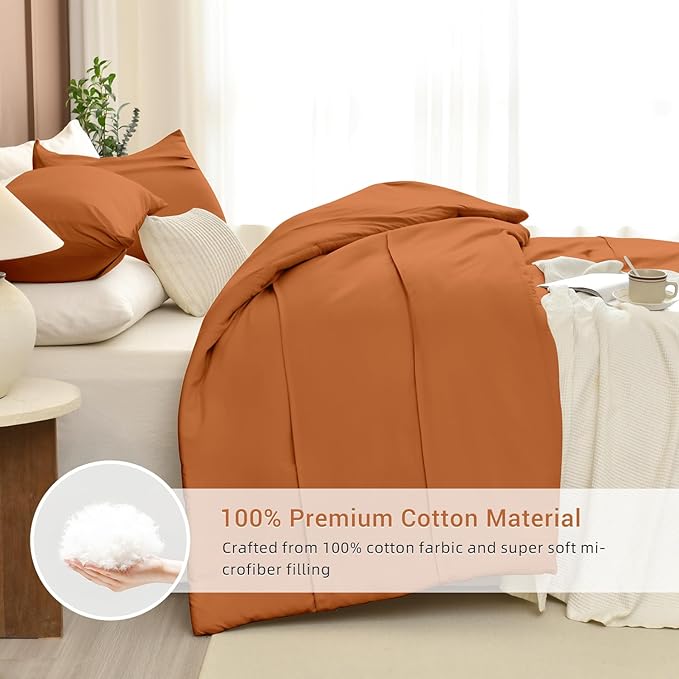 CozyTide Oversized King Comforter 128x120,Cotton Pumpkin Pleated Bedding Comforter Set,3Pcs Extra Large King Size Comforter Set Vintage Farmhouse Bedding Ultra Soft