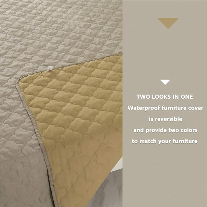 Dog Blankets for Couch Protection Waterproof Dog Bed Covers Pet Blanket Furniture Protector (Beige+Sand, 82"x120")