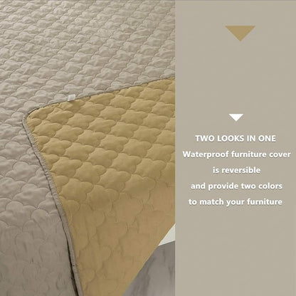 Dog Blankets for Couch Protection Waterproof Dog Bed Covers Pet Blanket Furniture Protector (Beige+Sand, 82"x120")