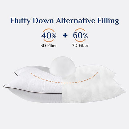 JOLLYVOGUE King Size Pillows for Sleeping, Soft and Supportive Bed Pillows with Down Alternative Filling for Side and Back Sleepers, Hotel Collection