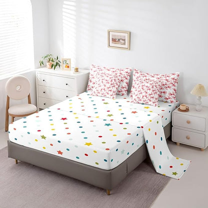 Feelyou Red Bow Comforter Set with Sheets Full Size Kids Bowknot 7 Pieces Bedding Set for Boys Girls Teens Gift for Girls Women Bed in a Bag Breathable Princess Décor Bed Set