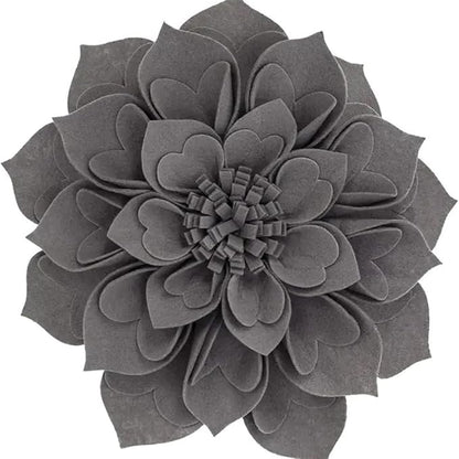 Fennco Styles Handmade 3D Heart-Shaped Petals Flower Decorative Filled Throw Pillow 13" Round - Slate Floral Pillow for Couch, Home Décor and Holiday, Housewarming Gift