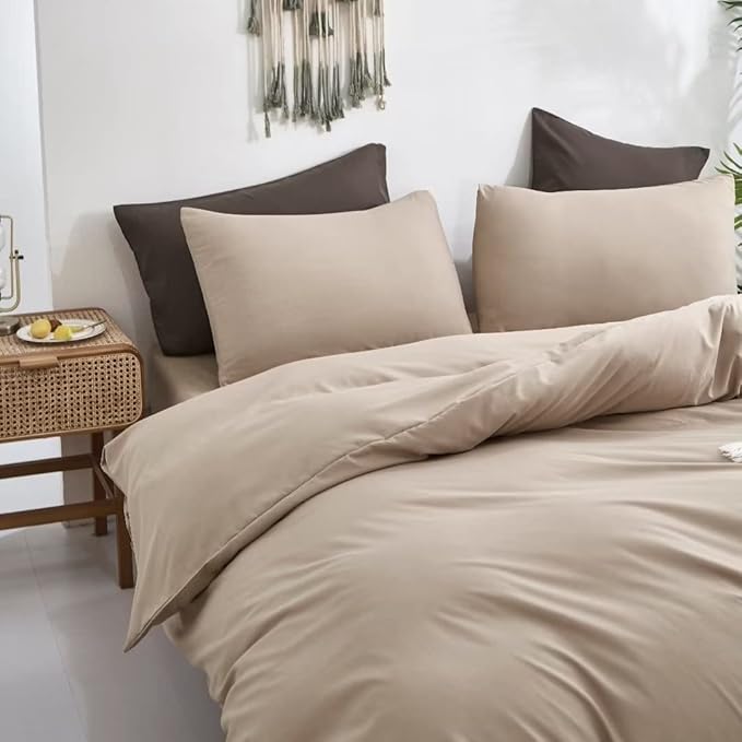 CLOTHKNOW Khaki Comforter Set California King Taupe Bedding Comforter Sets All Season Light Brown Comforter Soft Tan Comforter with 2 x Pillow Cases