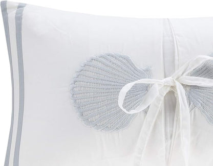 Harbor House Modern Design Decorative Pillow Hypoallergenic Sofa Cushion Lumbar, Back Support, Oblong 12" x 20", Crystal Beach, Cotton Pillow Blue