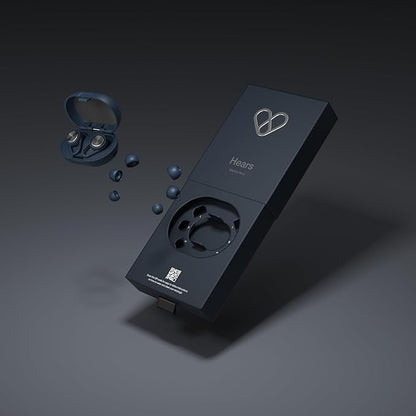 Hears Plus Ear Plugs for Noise Reduction - Patented Reusable Concert Earplugs, 25dB SNR Sound Reduction, Hypoallergenic for Musicians, Motorcycle and Sleeping with 4 tip Sizes - Nebula Navy