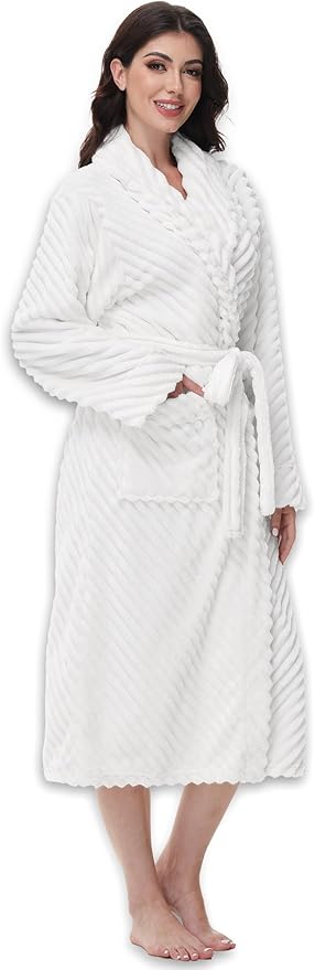 Yurhap Premium Robes for Women - Super Soft Cozy Fleece Womens Robe Plush Long Bathrobe