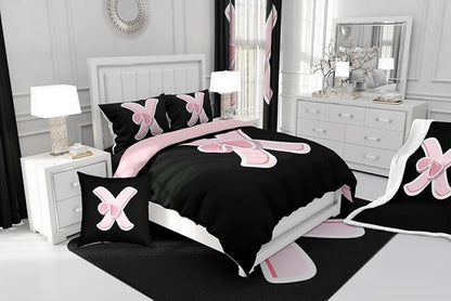jejeloiu Kawaii Pink Bow King Comforter Set with Sheets,Gifts for Women Teen Girl,Monogrammed 7 Piece Bedding Set,Soft Personalized Initial Letter X Bed in a Bag with Comforter,Sheets,Pillowcases