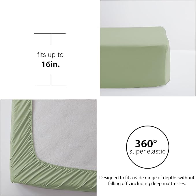 Anluoer Queen Comforter Set - 7 Piece Boho Bed in a Bag with Tassel - Lightweight Soft Bedding Set with 1 Comforter, 2 PillowShams, 2 Pillowcases, 1 Flat Sheet, 1 Fitted Sheet in Sage Green