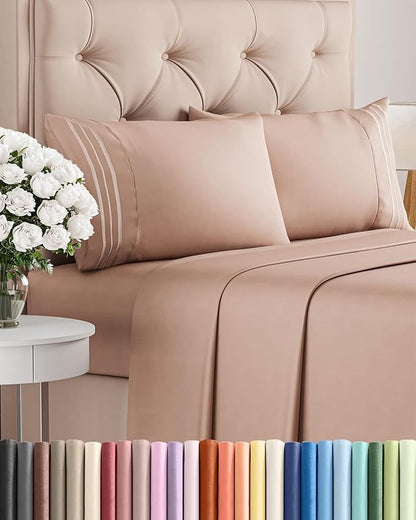Queen Size 4 Piece Sheet Set - Comfy Breathable & Cooling Bed Sheets Set - Hotel Luxury Bedding for Women, Men, Kids, Teens, Boys & Girls - Deep Pockets, Ultra-Soft, Wrinkle Free - Oeko-Tex - Mauve