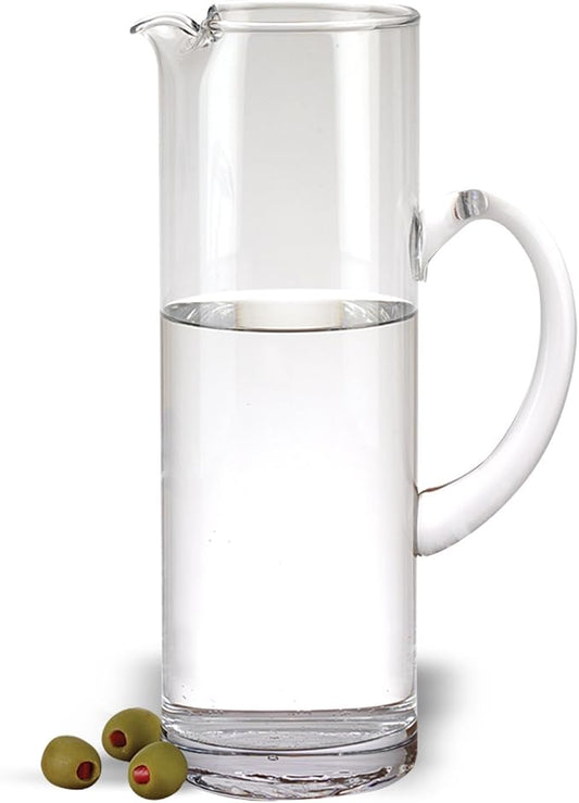 Badash Celebrate Crystal Glass Pitcher - 54 oz. Mouth-Blown Classic Martini Cylinder-Shaped Pitcher/Carafe for Water, Juice, Iced Tea & More - Fine Quality Lead-Free Crystal