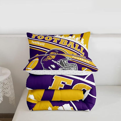 Feelyou Football Bedding Set Boys Girls Full Size Rugby Sports Comforter Set Sports Themed Women Men Football City Duvet Quilt Bedroom Decor