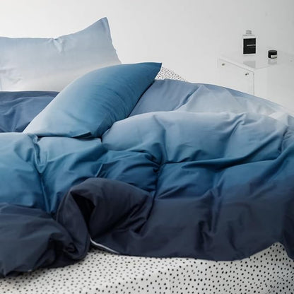 Luxlovery Gradient Blue Twin Bedding Set - 3 Piece Set, 90 x 68 Inch Comforter, 20 x 26 Inch Pillowcases