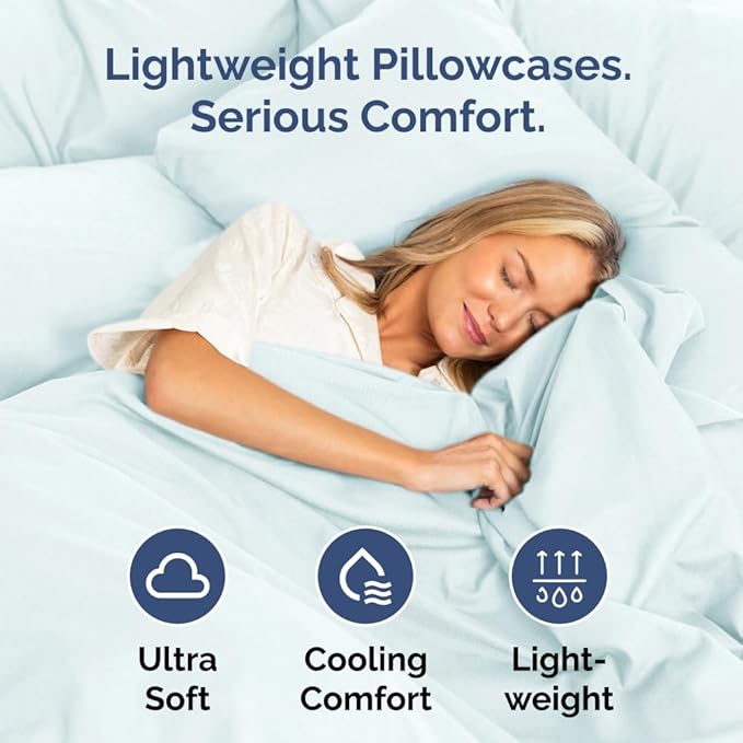 Queen Pillow Cases Set of 4 - Ultra Soft Hotel Quality Pillowcase Covers - Comfy, Cozy & Wrinkle Free - Shrinkage, Stain & Fade Resistant - Machine Washable Pillow Protectors - 4 Piece Set - Ice Blue