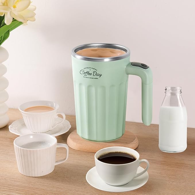 Drink Stirrer,Self Stirring Mug,Self Stirring Coffee Mug,Suitable for Coffee, Milk, Cocoa and Other Beverages (Light Creen)