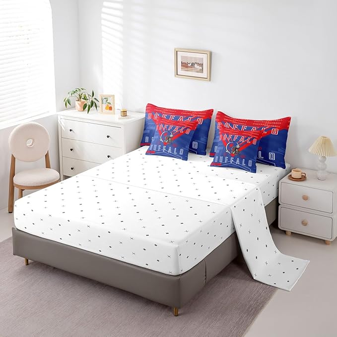Feelyou Football 7 Pieces Comforter Sets Full Size Rugby Sports Bedding Set for All Season Football City Bed in a Bag with Comforter, Sheets, Pillowcases & Cushion Cover