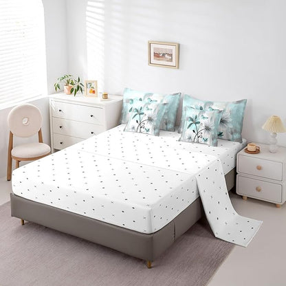 Feelyou Flower Comforter Set Full Size 7 Pieces Vintage Floral Bedding Set for All Season Butterfly Botanical Nature Theme Bed in a Bag with Comforter, Sheets, Pillowcases & Cushion Cover