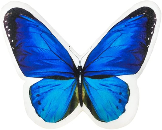 JWH 3D Butterfly Pillow Decorative Plush Throw Pillow Colorful Animal Print Cushion with PP Cotton Filling for Bed Couch Living Room Bedroom Farmhouse 13x15 Inch Blue