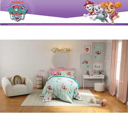 Paw Patrol Girl Skye Kids Bedding Super Soft & Cozy Reverisble Microfiber Comforter and Sheet Set with Sham, 5 Piece Twin Size, (Officially Licensed Product) by Franco