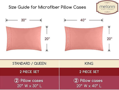 Mellanni Pillow Cases - Luxury, Extra Soft, Cooling Pillow Covers - 2 PC Iconic Collection Pillowcases - Envelope Closure (King 20" x 40", Coral)