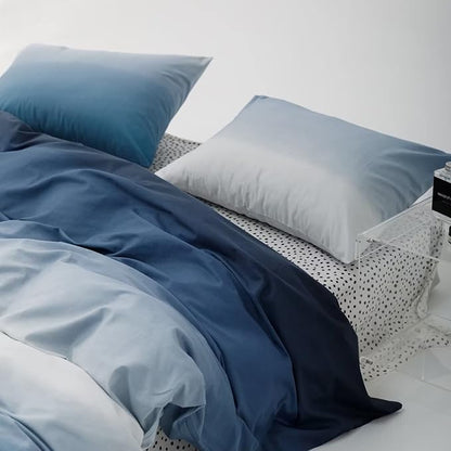 Cottonight Blue Gradient Comforter Set King Blue and Navy Gradient Bedding Comforter Set Aesthetic Blanket Quilts Breathable Sunset Color 3 Piece Bedding Comforter Set