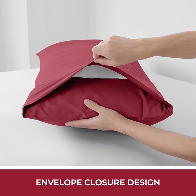Mellanni Pillow Case - 1 PC Iconic Collection Pillowcases - Hotel Luxury, Extra Soft, Cooling Pillow Cover - Envelope Closure - Wrinkle, Fade, Stain Resistant (Body 20" x 54", Brick Red)