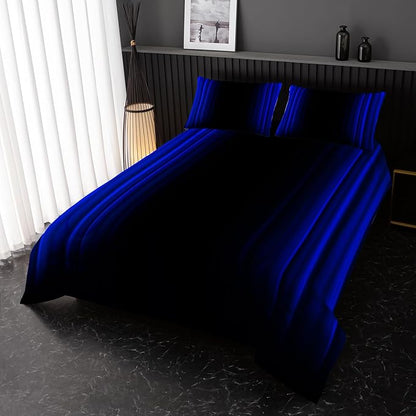 Blue and Black Bedding Set King Size Abstract Ombre Comforter Set for Teen Boys, Mordern Bedding Set 3 Piece in A Bag,Dark Quilt Set Mordern Art Decor Lightweight All Seasons with Pillowcases