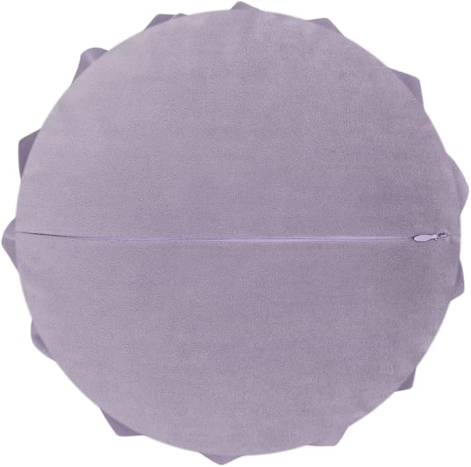 Decorative 3D Flower Throw Pillows with Insert Included Accent Round Pillow Handmade Cushion for Couch Bed Chair Living Room Home Decor 14 Inch Purple