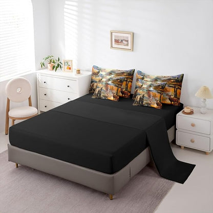 Erosebridal Twin Size Deer Bear Comforter Set with Sheets 7 Pieces | Rustic Cabin Lodge Bedding Set for Kids Boys Girls Mallard Duck Woodland Animal Bed in A Bag Country Rural Farmhouse Bed Sets