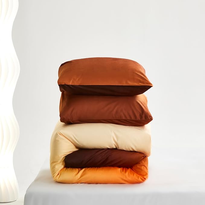 Houseri Velvet Gradient Orange White California King Comforter Set Cream Yellow Sherpa Orange Brown Fluffy Bedding Sets Puffy Plush Soft Cozy Warm Flannel Fuzzy Bed Quilts Comforters Cal King Size
