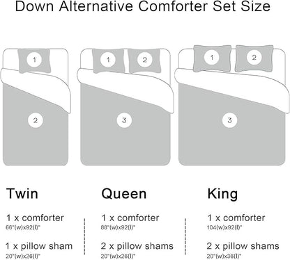 downluxe Lightweight Plaid Comforter Set (King) with 2 Pillow Shams - 3-Piece Set - Red/White Plaid - Down Alternative Reversible Comforter