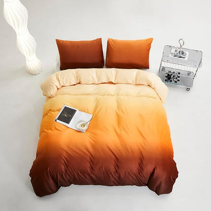 CLOTHKNOW Orange Yellow Fluffy California King Comforter Set Velvet Bedding Comforter Sets Mustard Yellow Comforters with 2 x Pillow Cases
