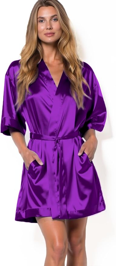 Turquaz Women's Bride Bridesmaids Silky Robe Satin Kimono Robes for Women Lingerie