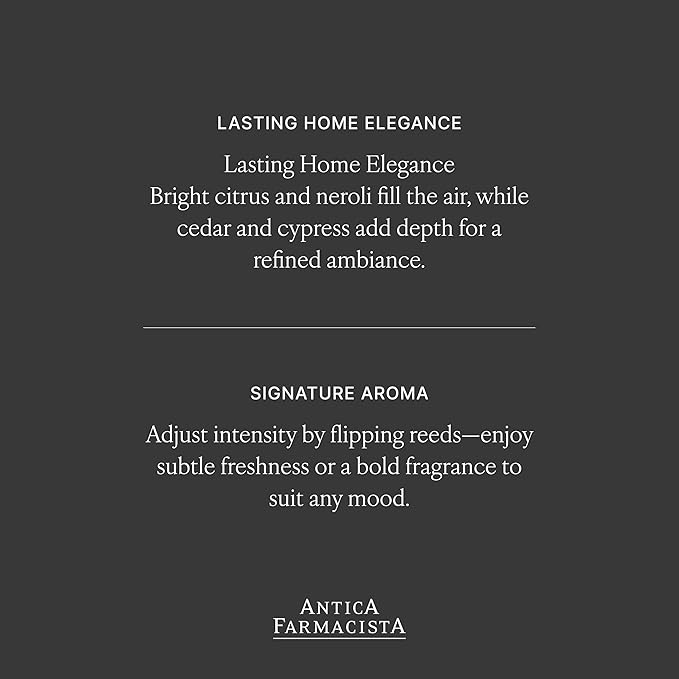 Antica Farmacista Home Ambiance Diffuser - Long-Lasting Reed Scent Diffuser - Luxury Room Freshener Gift - Neroli & Tonic, 3.4 fl oz