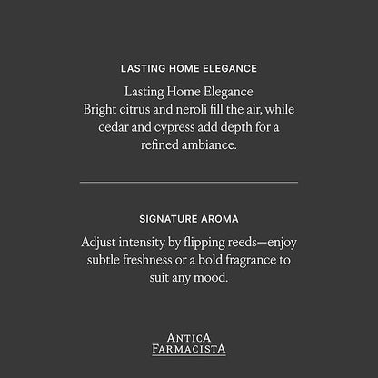 Antica Farmacista Home Ambiance Diffuser - Long-Lasting Reed Scent Diffuser - Luxury Room Freshener Gift - Neroli & Tonic, 3.4 fl oz