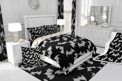 Erosebridal Gray Bat Toddler Comforter Halloween Bat Bedding Set Spooky Goth Gothic Animal Duvet Insert Horror Halloween Bed Sets for Kids Teens Adults