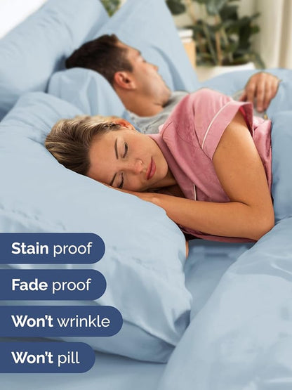 Extra Deep Cal King Sheet Set - 6 Piece Breathable and Cooling Sheets - Hotel Luxury Bedding for Women, Men, Kids & Teens - Easy & Secure Fit - Soft and Wrinkle Free - Extra Deep Pockets - Sky Blue